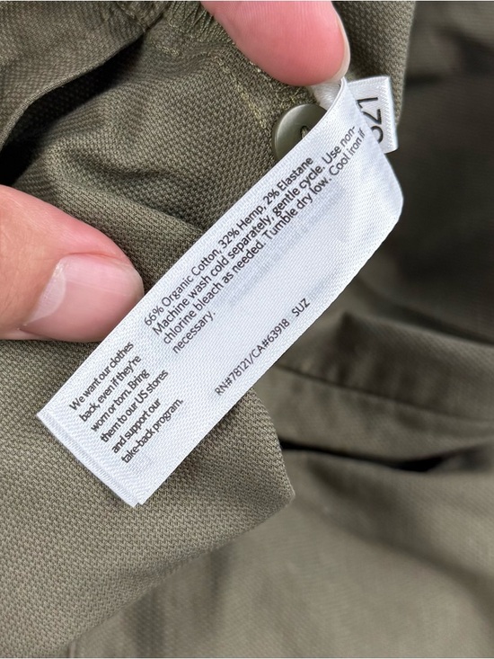 Eileen Fisher Olive Green Cotton Hemp Lantern Ankle Pant Easy Fit - Picture 12 of 12